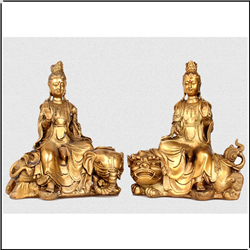 銅文殊普賢擺件 銅文殊普賢擺件