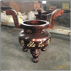 鑄銅關(guān)公 寺廟銅香爐定做廠家