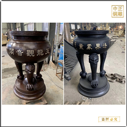 鑄銅關(guān)公 寺廟銅香爐廠家