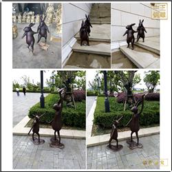 鑄銅關(guān)公 手拉手小兔子銅雕塑