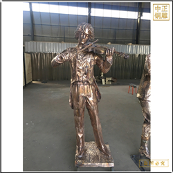 鑄銅關公 步行街男孩拉琴人物雕塑