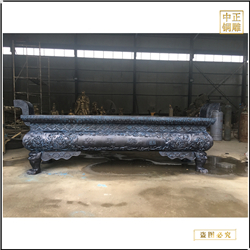 鑄銅關公 圓形平口銅香爐廠家