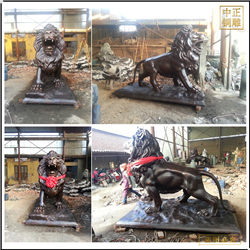 鑄銅關(guān)公 定做景觀黃銅獅子