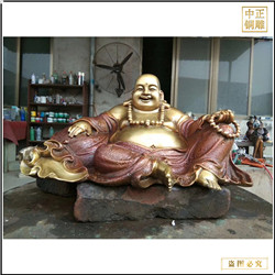 鑄銅關公 彩繪貼金彌勒佛坐像