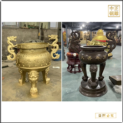 鑄銅關公 長方形銅香爐鑄造廠家