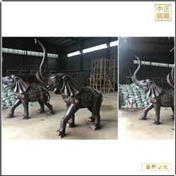 鑄銅關公 門口大象雕塑擺件