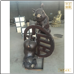 鑄銅關公 吉祥小豬擺件鑄造