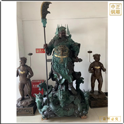 鑄銅關公 立式持刀關公雕像