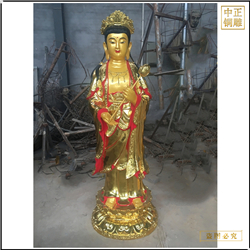 鑄銅關(guān)公 彩繪西方三圣佛像鑄造廠家