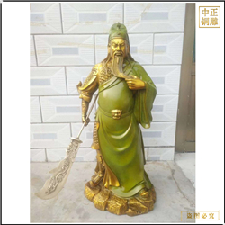 鑄銅關(guān)公 黃銅關(guān)公雕塑擺件