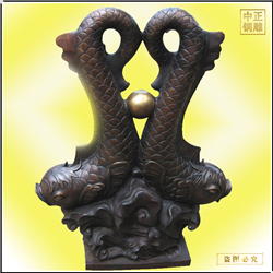 鑄銅關公 年年有魚銅雕塑擺件