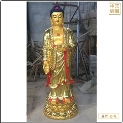 鑄銅關(guān)公 供奉寺廟彩繪西方三圣銅佛像