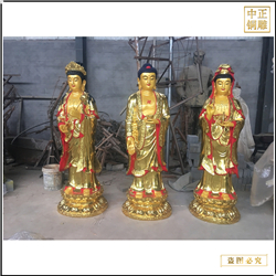 鑄銅關(guān)公 廠家批發(fā)1米6站西方三圣銅像