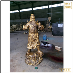 黃銅色關公雕塑 黃銅色關公雕塑