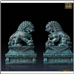 鑄銅關公 一對青銅獅子雕塑鑄造