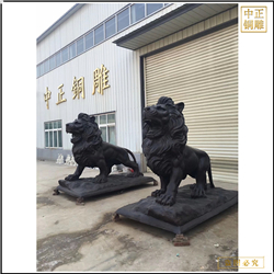 鑄銅關公 一對看門銅獅子雕塑