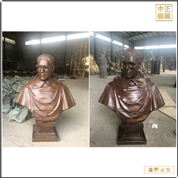 鑄銅關(guān)公 戴眼鏡莊嚴(yán)人物半身像