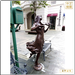 鑄銅關(guān)公 步行街拉琴人物雕塑加工