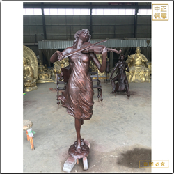 鑄銅關(guān)公 拉小提琴景觀雕塑鑄造