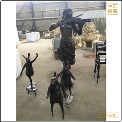 鑄銅關(guān)公 美女拉琴雕塑制作廠家