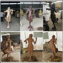 鑄銅關(guān)公 室外美女拉小提琴人物雕塑