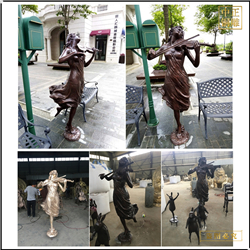 鑄銅關(guān)公 銷售室外拉小提琴人物雕塑