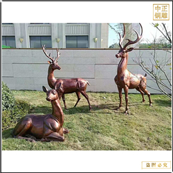 鑄銅關(guān)公 鑄銅彩繪臥著的小鹿