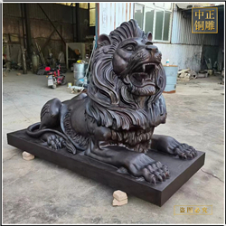 鑄銅關公 帶底座銅獅子雕塑