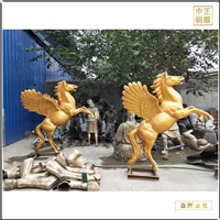 鑄銅關公 帶翅膀銅飛馬擺件