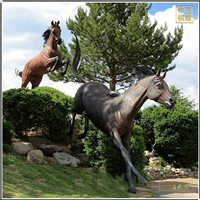 鑄銅關公 戶外草地銅馬擺放