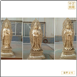 鑄銅關公 純銅西方三圣站像佛像擺件