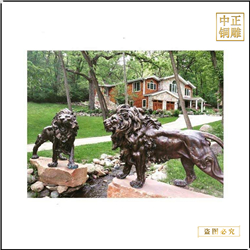 鑄銅關公 景區銅獅子雕塑圖片