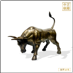 鑄銅關公 小型青銅牛桌擺
