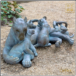 鑄銅關(guān)公 母子銅獅子