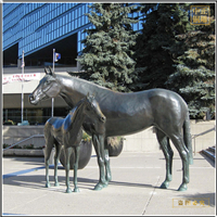 鑄銅關公 母子馬銅雕塑