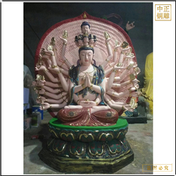 鑄銅關公 彩繪千手觀音菩薩銅像廠家