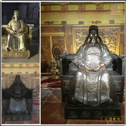 鑄銅關公 手托元寶人物銅雕塑