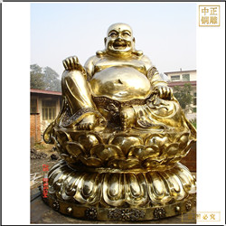鑄銅關公 貼金彌勒佛銅像報價廠家