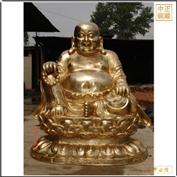 鑄銅關公 貼金彩繪彌勒佛佛像