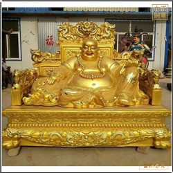 鑄銅關公 貼金彩繪2米彌勒佛銅像定做