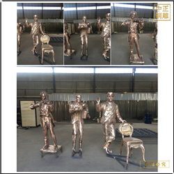 鑄銅關公 純銅玩音樂人物雕塑