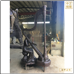 鑄銅關(guān)公 室外美女彈音樂(lè)銅雕塑鑄造