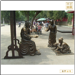 鑄銅關公 景觀小孩磕頭銅雕塑