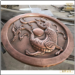 鑄銅關公 圓形室外銅浮雕