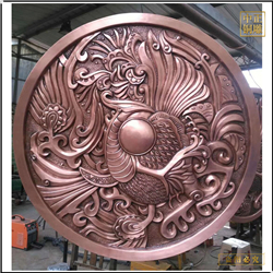 鑄銅關(guān)公 圓形銅浮雕壁畫定制