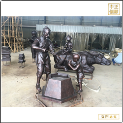 鑄銅關公 喝水人物銅雕塑加工