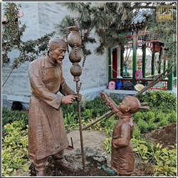 鑄銅關公 賣糖葫蘆銅雕塑