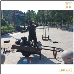 鑄銅關公 買西瓜人物銅雕塑鑄造