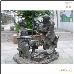 鑄銅關公 買雞蛋人物銅雕塑加工