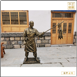 鑄銅關公 烤鴨人物銅雕塑鑄造